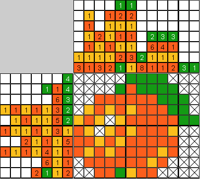 Цветной японский рисунок Мандаринка