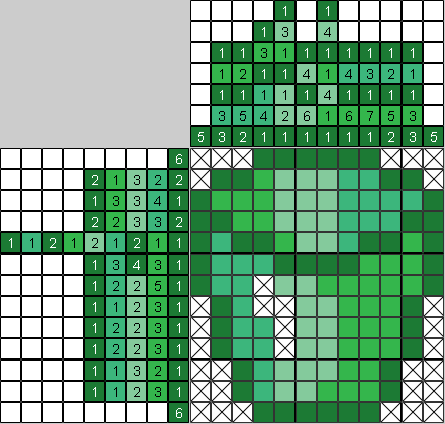 Цветной японский рисунок Зелёное ведро