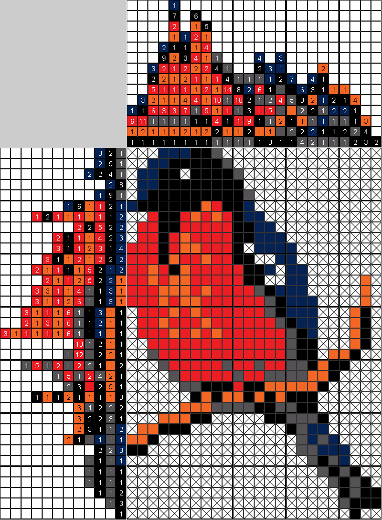 Цветной японский рисунок Снегирь