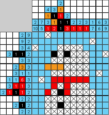 Цветной японский рисунок Счастливый снеговик