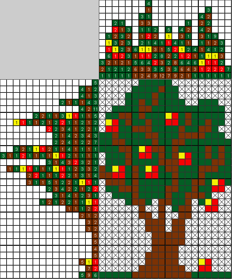 Цветной японский рисунок Яблоня