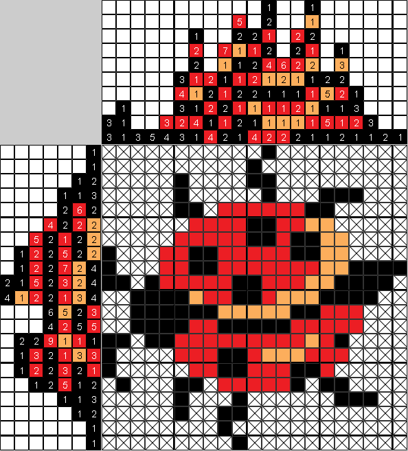 Цветной японский рисунок Божья коровка