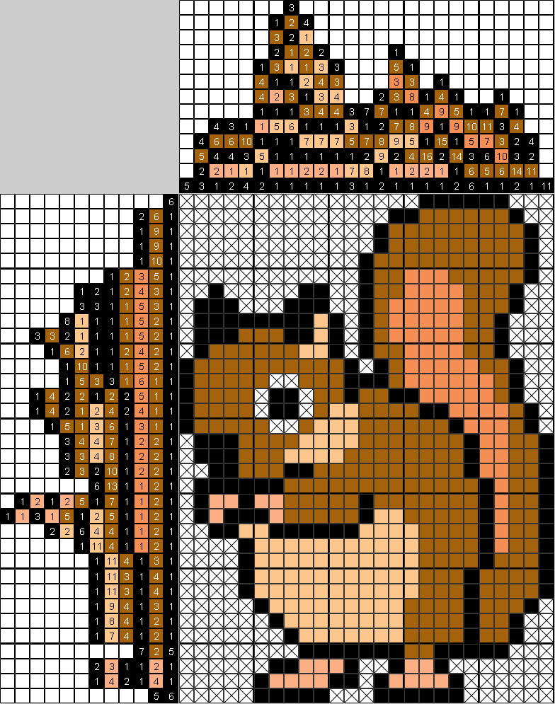 Цветной японский рисунок Рыжая белочка