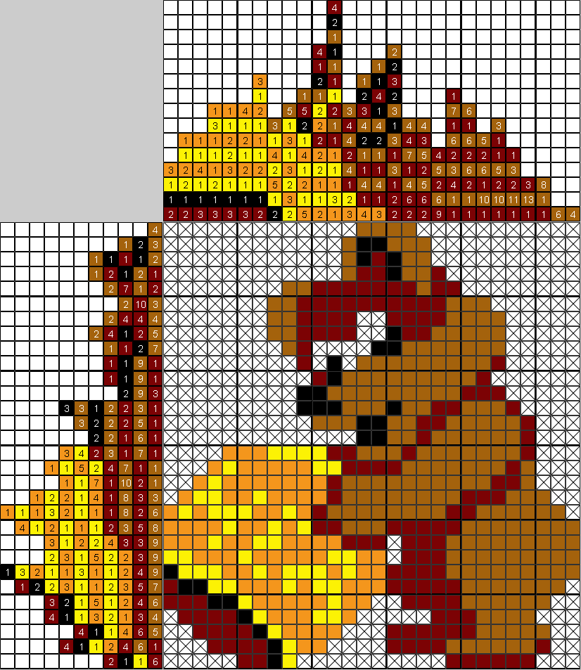 Цветной японский рисунок Мишка и мед