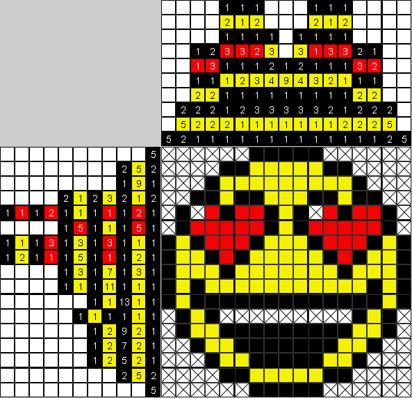 Цветной японский рисунок Смайлик влюбился