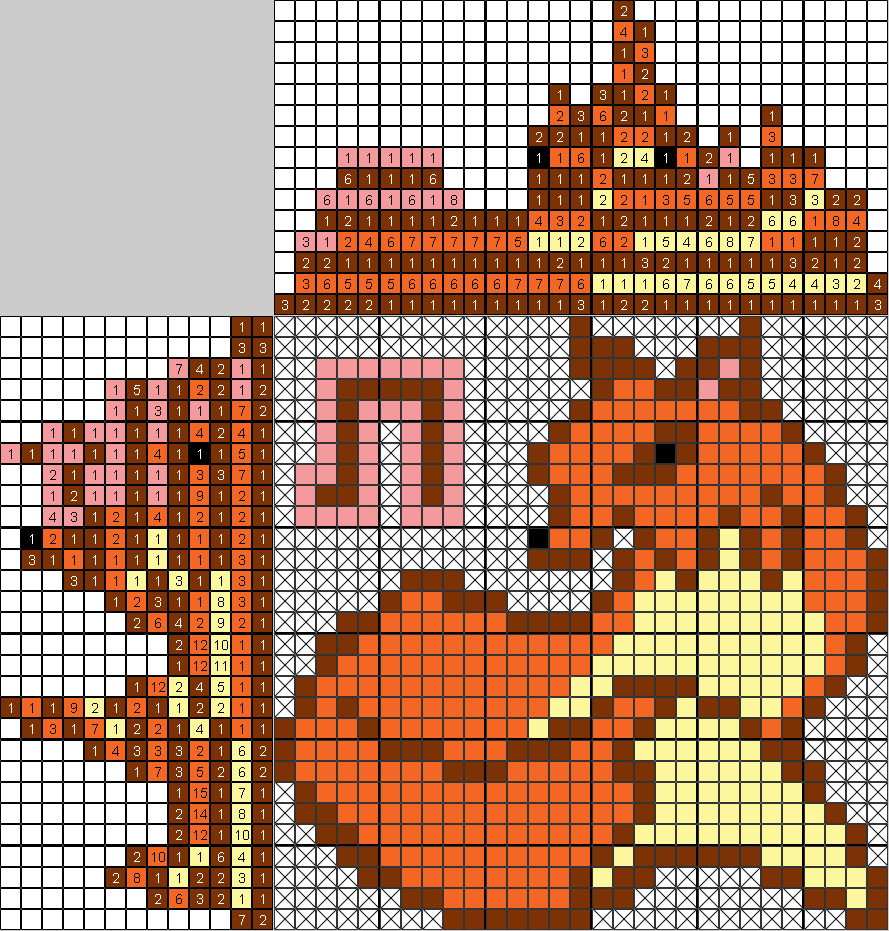 Цветной японский рисунок Лиса