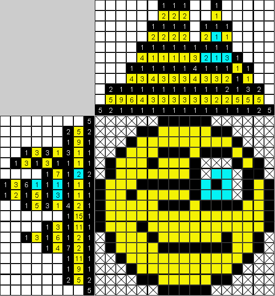 Цветной японский рисунок смайлик подмигивает