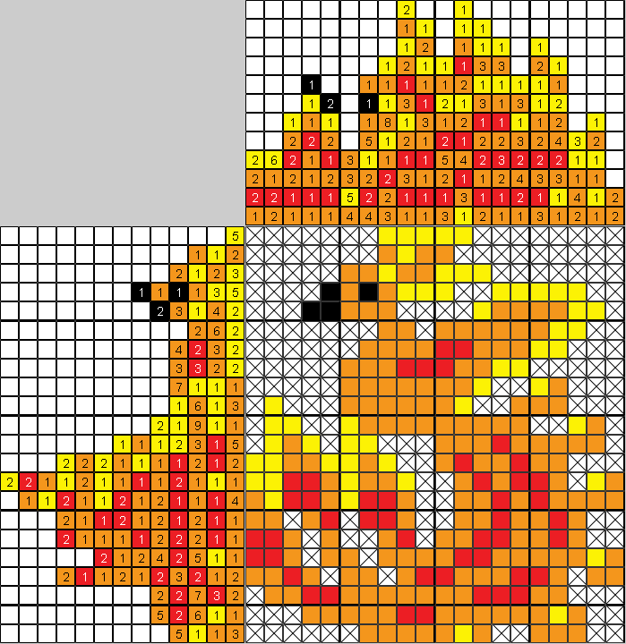 Цветной японский рисунок Жар Птица