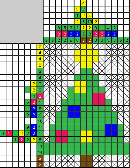 Цветной японский рисунок Новогодняя елка