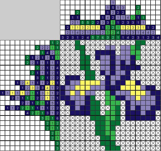 Цветной японский рисунок Ирис