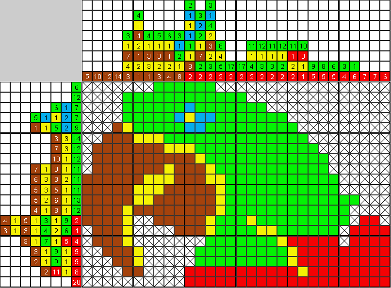 Цветной японский рисунок Попугай