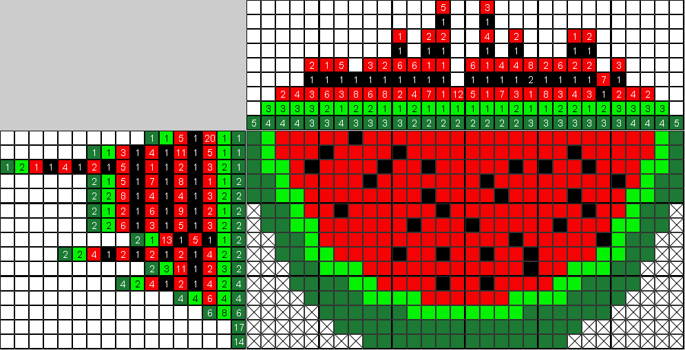 Цветной японский рисунок Долька арбуза