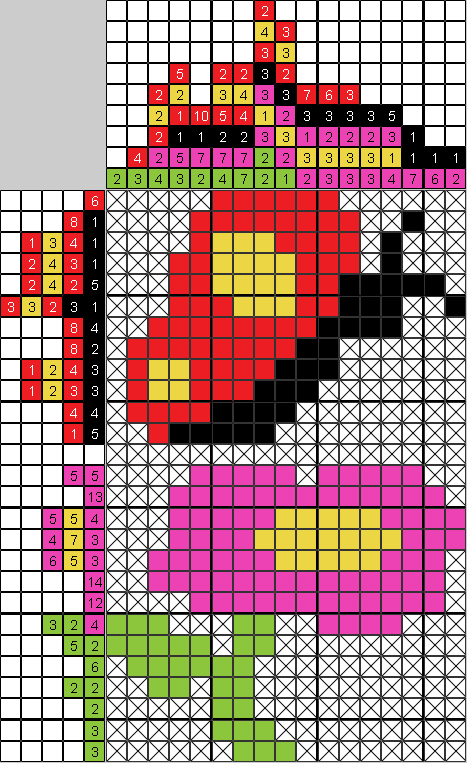 Цветной японский рисунок Бабочка и цветок